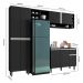 Cozinha Modulada Vanessa 230cm Paneleiro, Balcão com Tampo MDP e Aéreo Preto - AJL Móveis