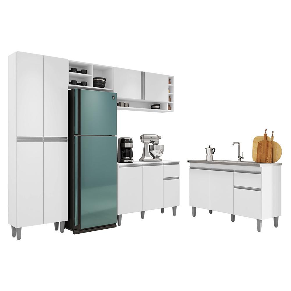 Cozinha Modulada Vanessa com Balcão Tatiane Branco sem Tampo - AJL Móveis
