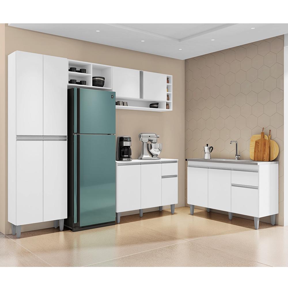 Cozinha Modulada Vanessa com Balcão Tatiane Branco sem Tampo - AJL Móveis