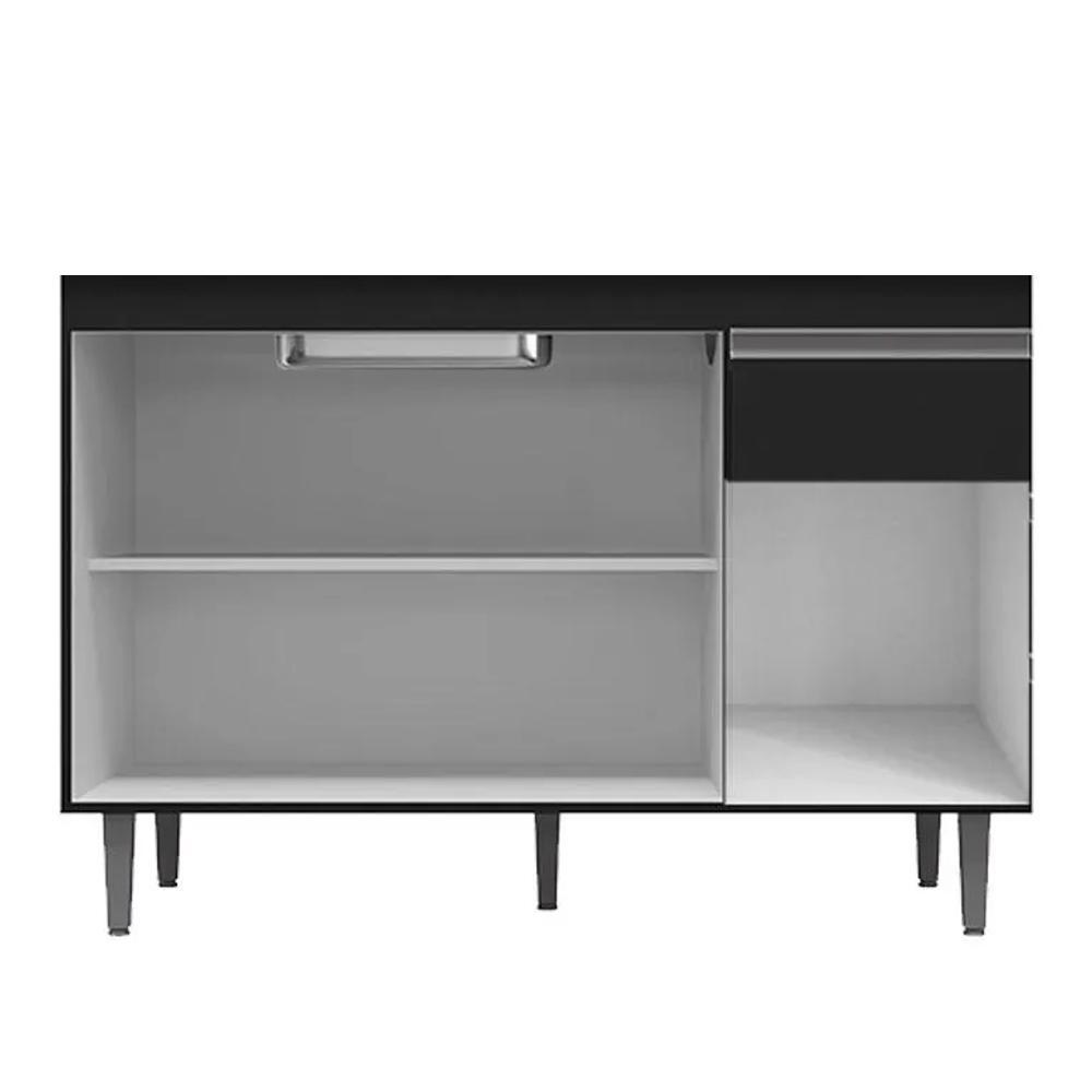 Cozinha Modulada Vanessa com Balcão Tatiane Preto sem Tampo - AJL Móveis