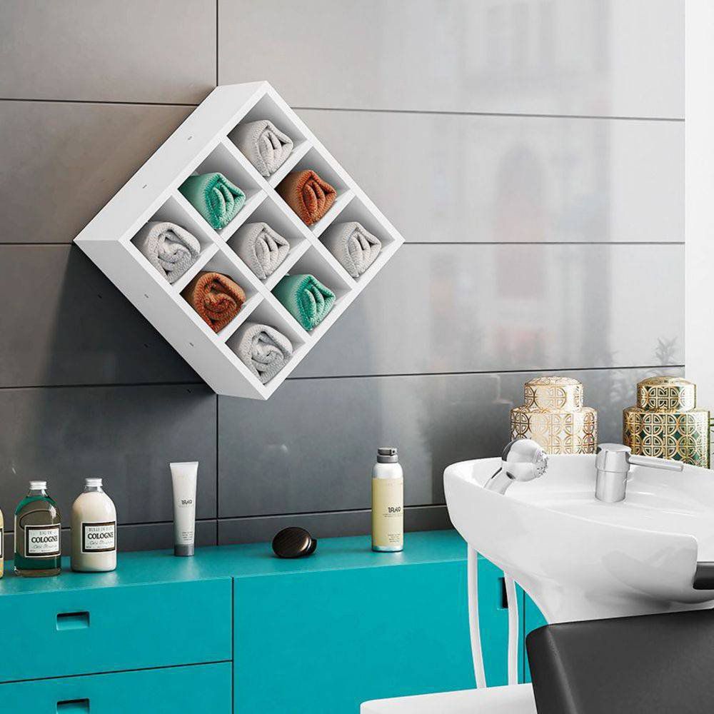 Kit 02 Nichos Porta Toalhas 09 Lugares 40x40cm Branco - AJL Móveis