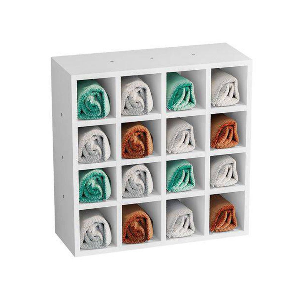 Kit 02 Nichos Porta Toalhas 16 Lugares 52x52cm Branco - AJL Móveis