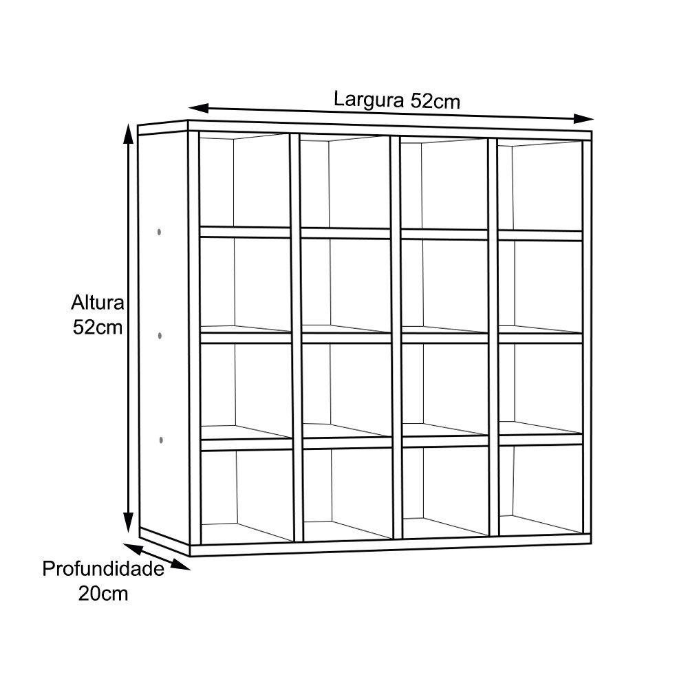 Kit 02 Nichos Porta Toalhas 16 Lugares 52x52cm Branco - AJL Móveis