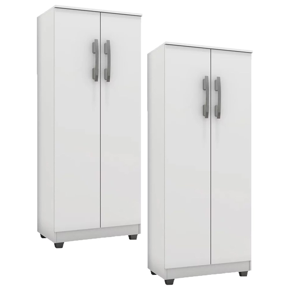 Kit 2 Armários Organizador Multiuso Rosana 2 Portas Branco - AJL Móveis