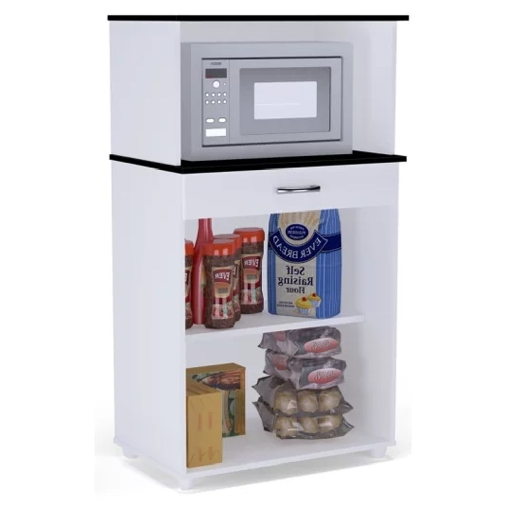Kit 2 Balcões Multiuso para Cozinha 2 Portas Carina Branco/Preto - AJL Móveis