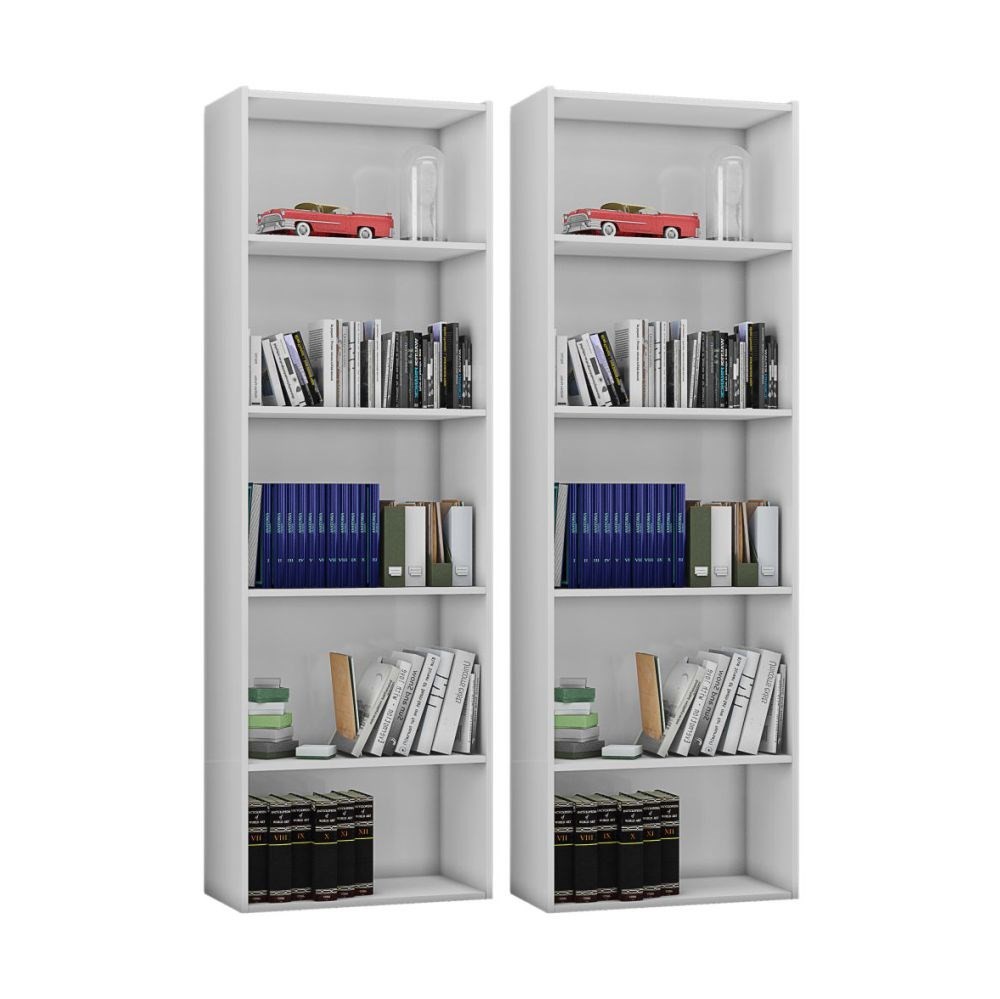Kit 2 Estantes Livreiro Multiuso 4 Prateleiras Luiza Branco - AJL Móveis