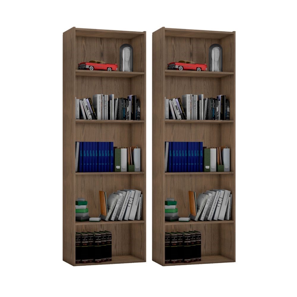 Kit 2 Estantes Livreiro Multiuso 4 Prateleiras Luiza Castanho - AJL Móveis