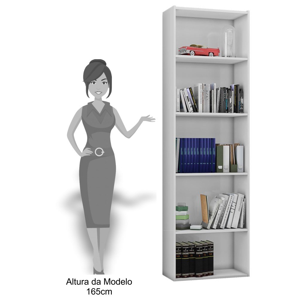 Kit 2 Estantes Livreiro Multiuso 4 Prateleiras Luiza Castanho - AJL Móveis