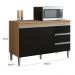 Kit de Cozinha Andréia Balcão 120cm Amêndoa/Preto com Tampo MDP e Aéreo - AJL Móveis