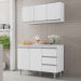 Kit de Cozinha Andréia Balcão 120cm Branco com Tampo MDP e Aéreo - AJL Móveis