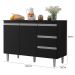 Kit de Cozinha Andréia Balcão 120cm Preto com Tampo MDP e Aéreo - AJL Móveis