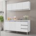 Kit de Cozinha Andréia Balcão 150cm Branco com Tampo MDP e Aéreo - AJL Móveis