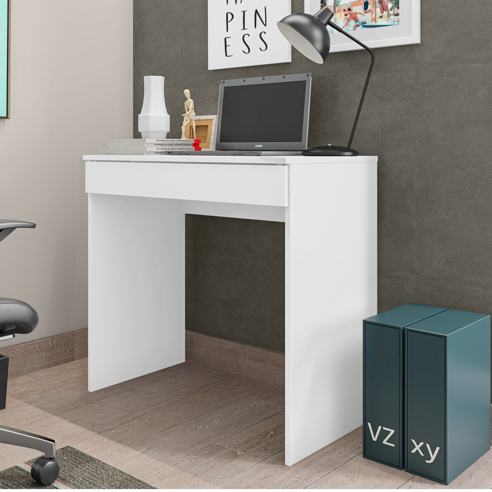 Mesa Escrivaninha Para Notebook Home Office Allexa 80cm com 01 Gaveta Branco - Desk Design