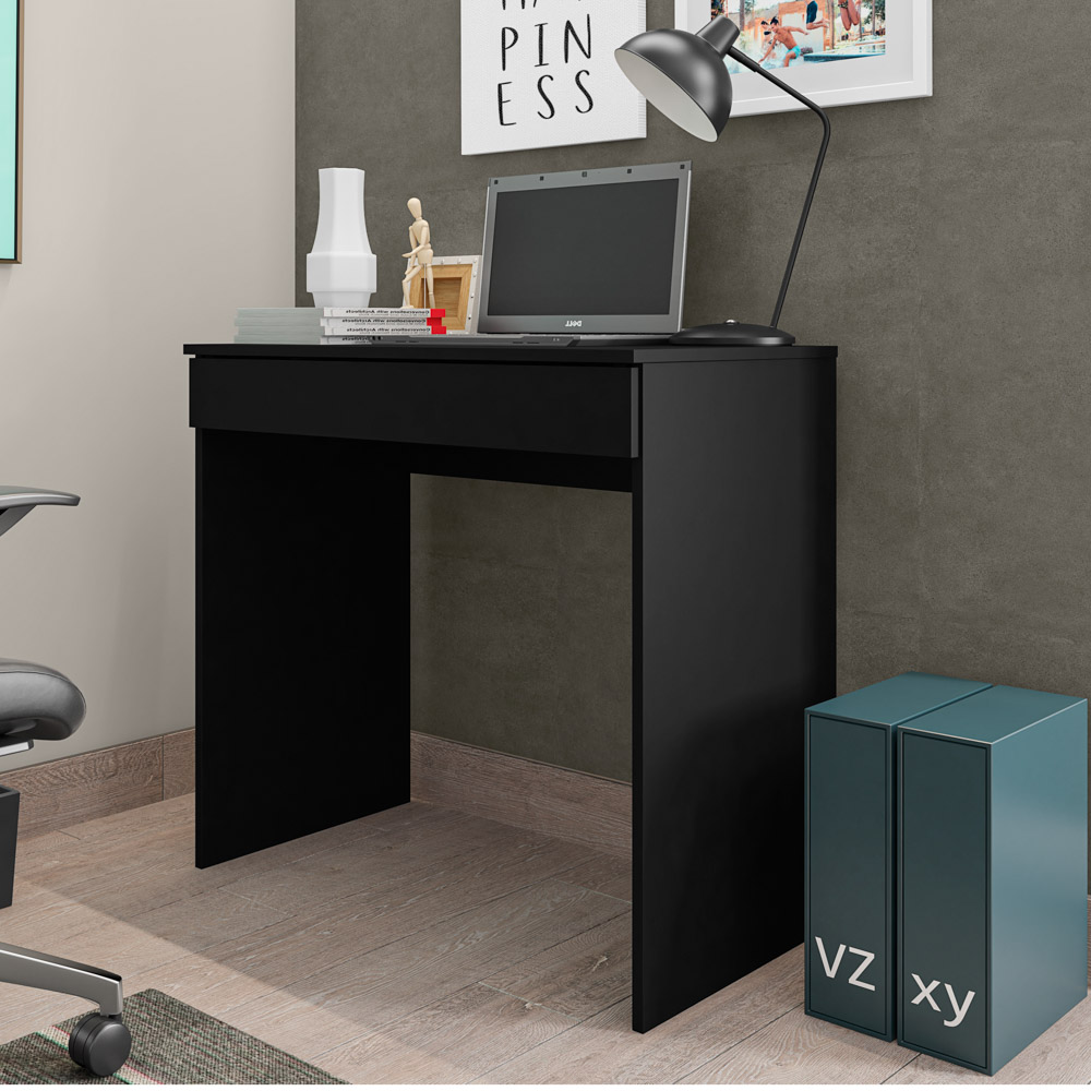 Mesa Escrivaninha Para Notebook Home Office Allexa 80cm com 01 Gaveta Preto - Desk Design