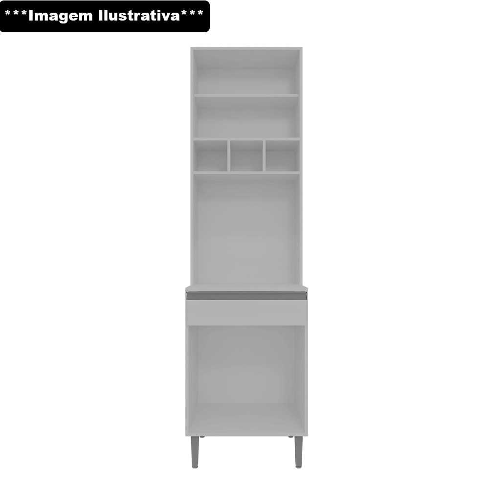 Paneleiro Duplo 61cm com Nicho Garrafeiro 4 Portas 1 Gaveta Andréia Branco - AJL Móveis