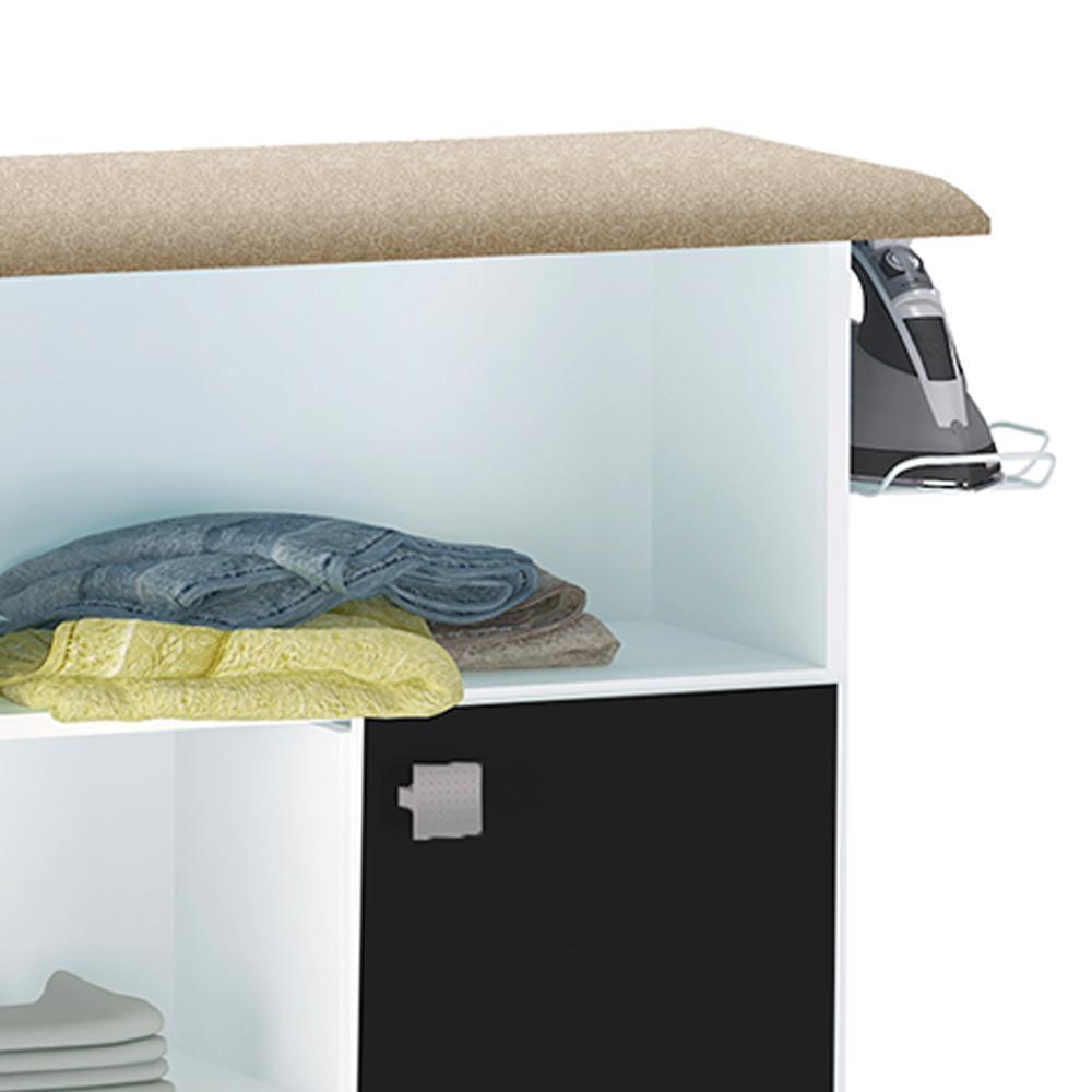 Tábua de Passar Roupa Mariana com Balcão 1 Porta Branco/Preto - AJL Móveis