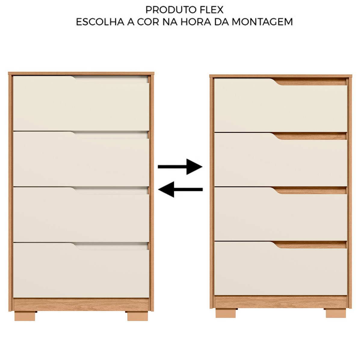 Cômoda 4 Gavetas Usinadas Flex Sara Freijo/Off White