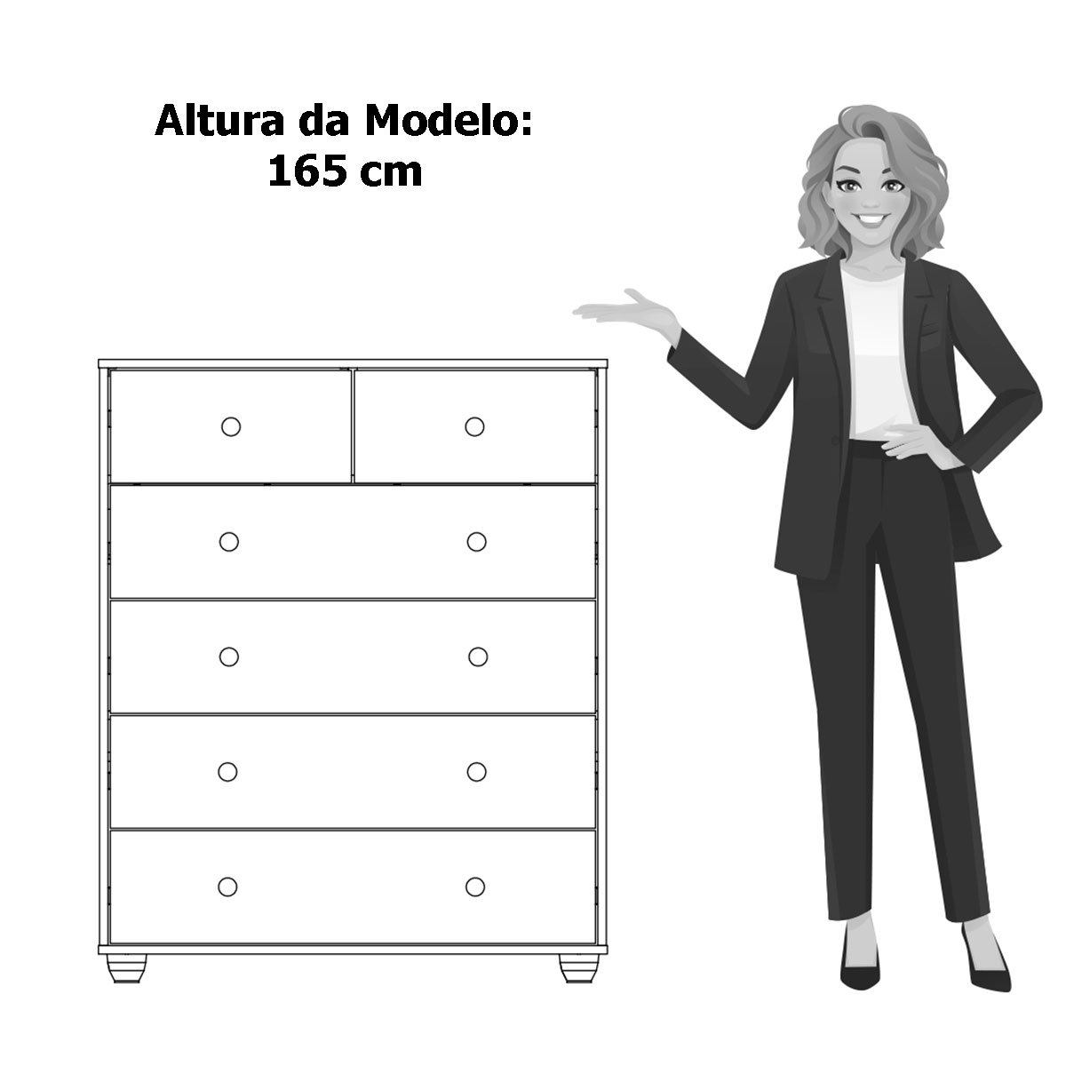 Cômoda 6 Gavetas em MDP Vittória Branco