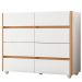 Cômoda Aparador 8 Gavetas com Tampo Estilo Bandeja Eternity Branco/Freijó