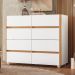 Cômoda Aparador 8 Gavetas com Tampo Estilo Bandeja Eternity Branco/Freijó