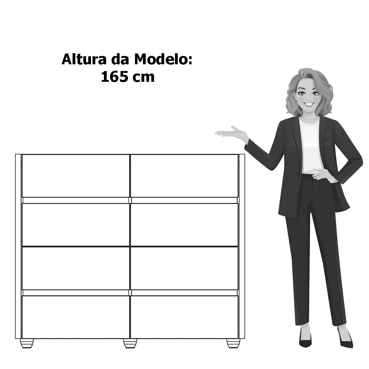Cômoda Aparador 8 Gavetas com Tampo Estilo Bandeja Eternity Off White/Cinamomo