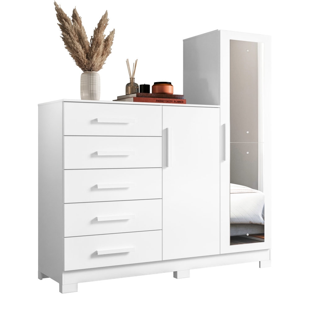Cômoda Dakota Branco com Espelho