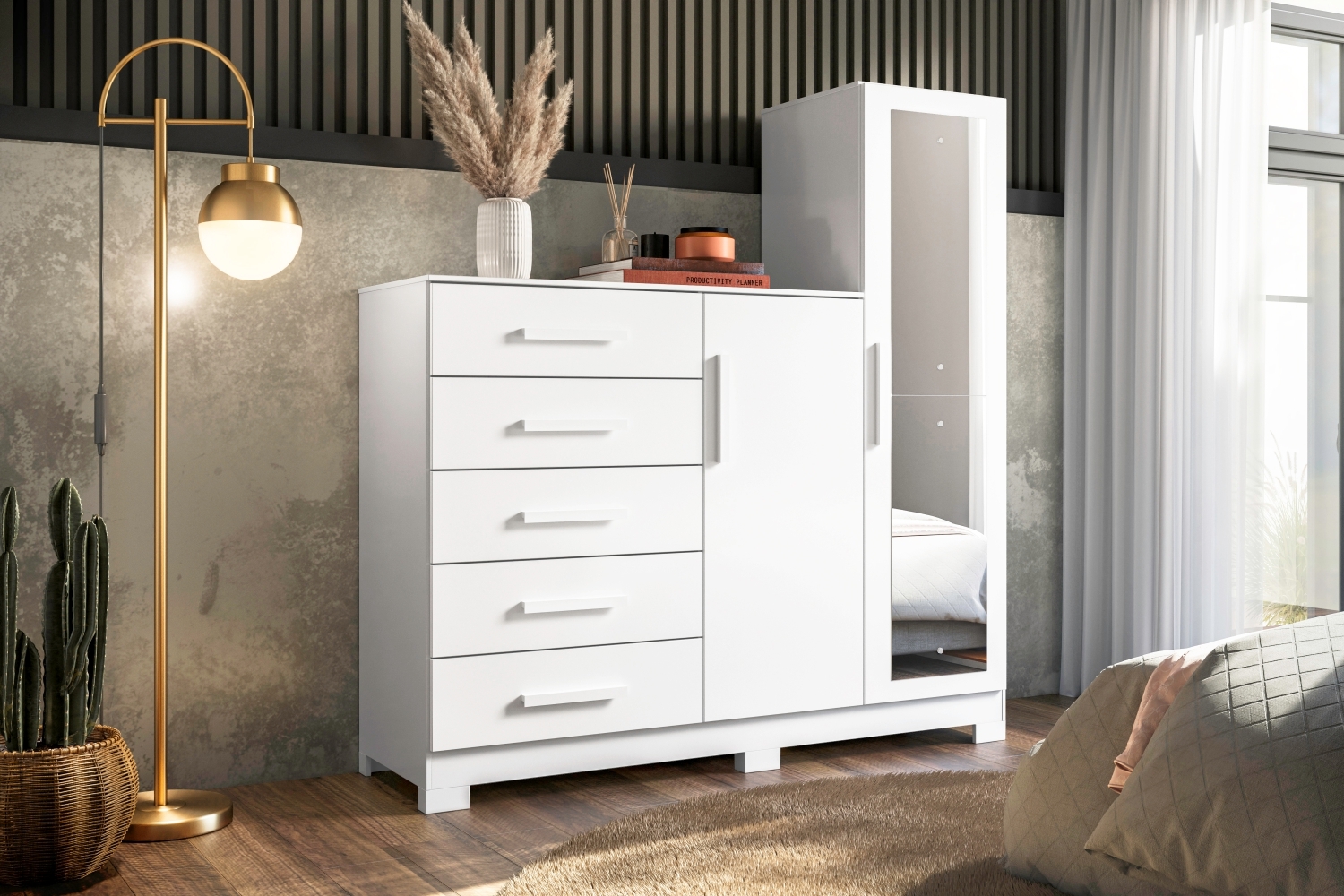 Cômoda Dakota Branco com Espelho