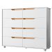 Cômoda Grande 8 Gavetas Doble Flex Branco/Freijó