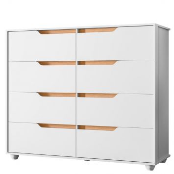 Cômoda Grande 8 Gavetas Doble Flex Branco/Freijó