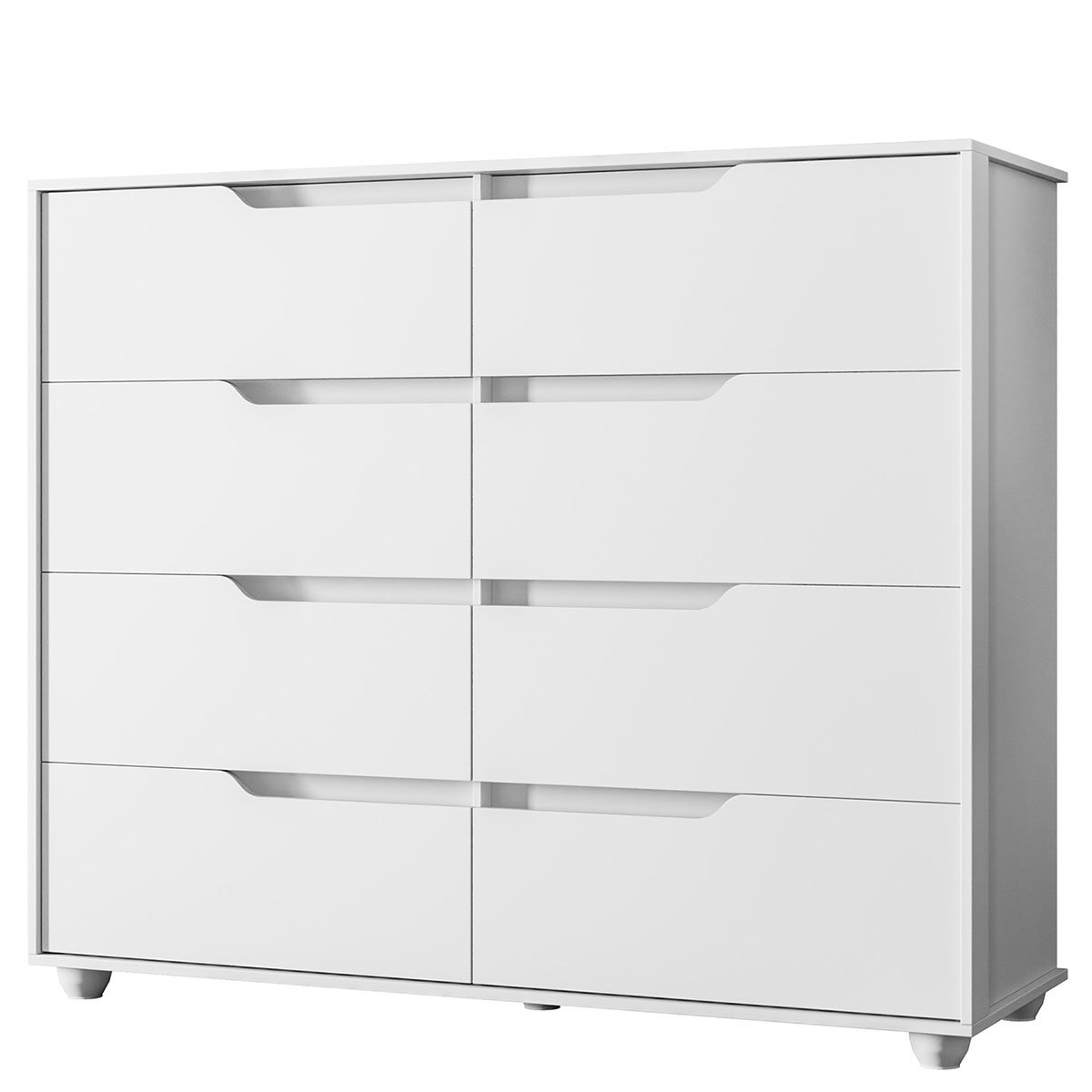 Cômoda Grande 8 Gavetas Doble Flex Branco/Freijó