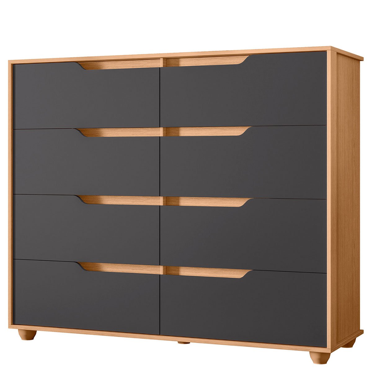 Cômoda Grande 8 Gavetas Doble Flex Freijó/Titanium
