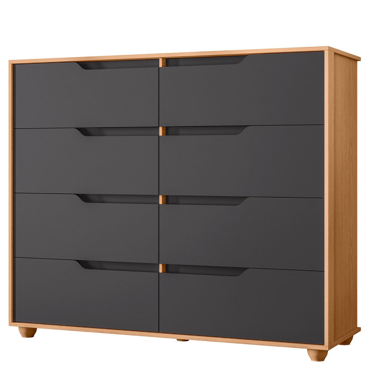 Cômoda Grande 8 Gavetas Doble Flex Freijó/Titanium