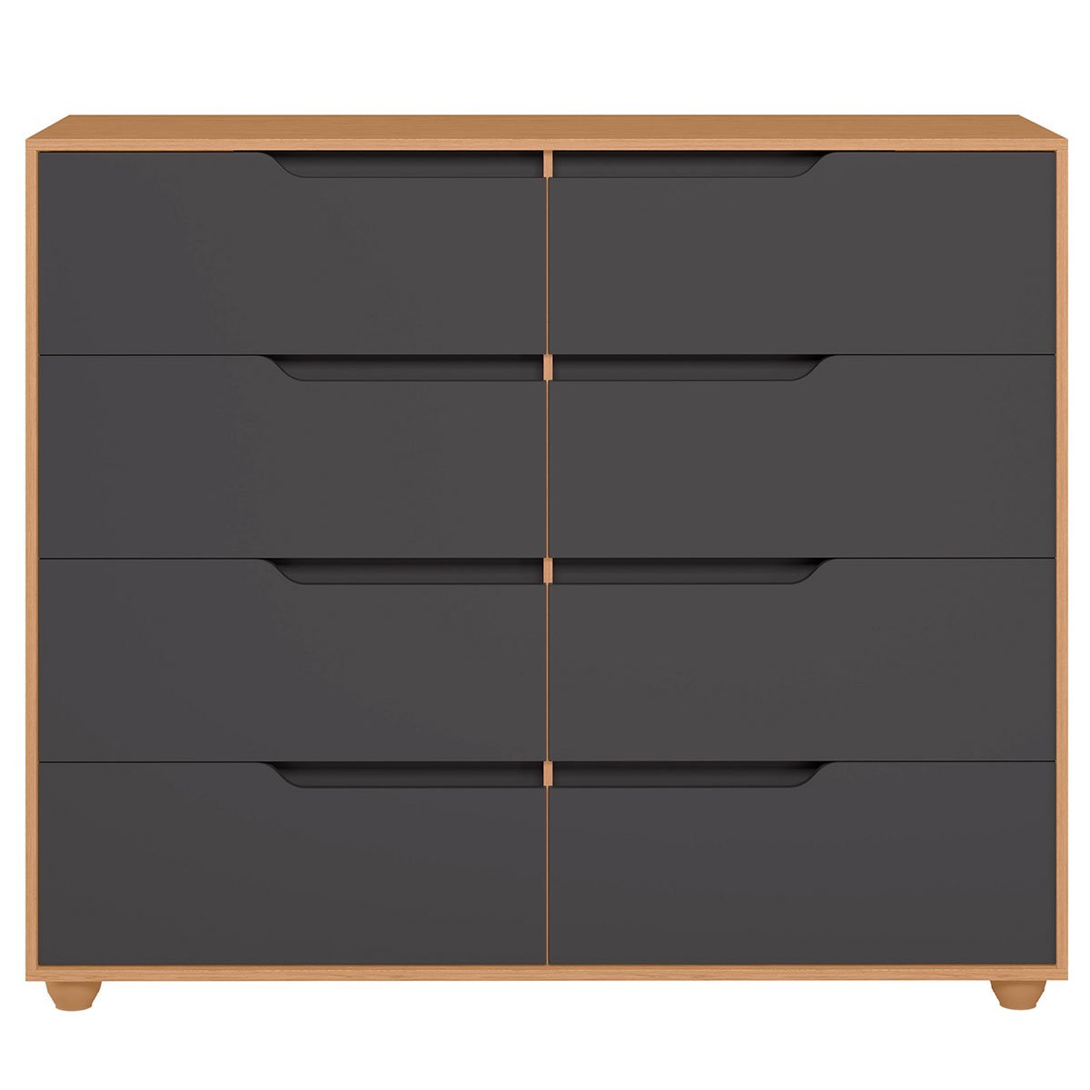 Cômoda Grande 8 Gavetas Doble Flex Freijó/Titanium