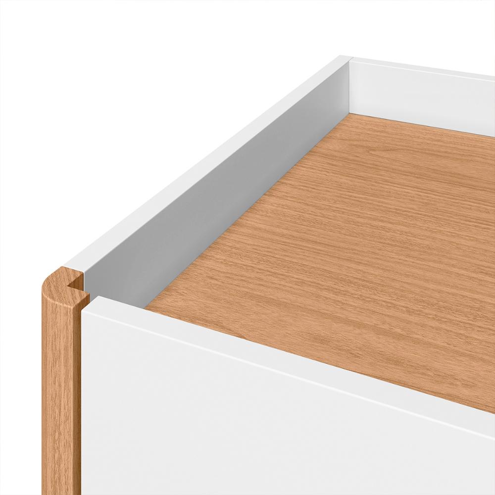 Cômoda Infinite 120cm 8 Gavetas com Pés Branco/Freijo