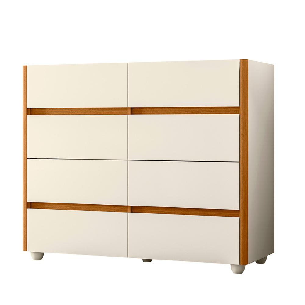 Cômoda Infinite 120cm 8 Gavetas com Pés Off White/Cinamomo