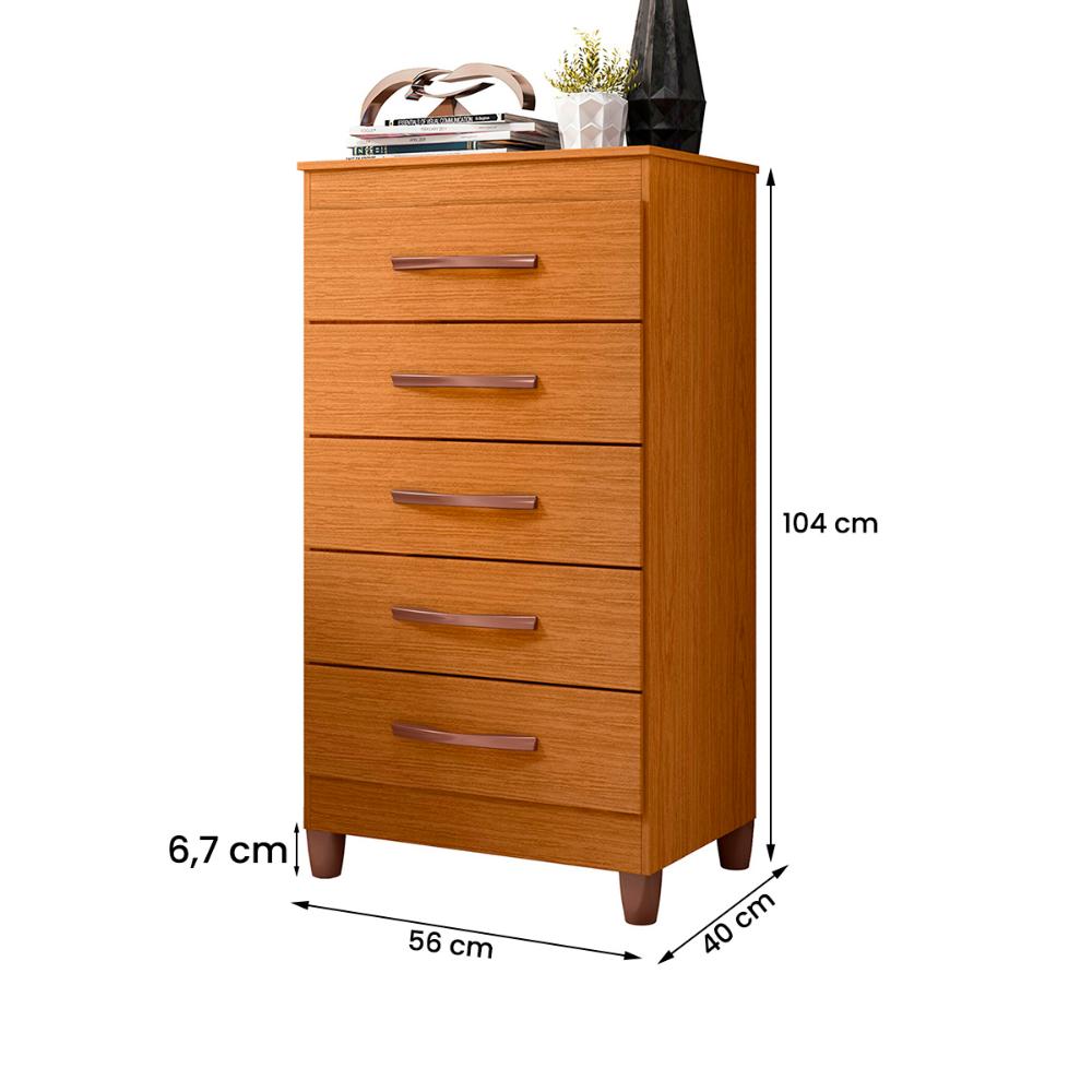 Cômoda Quarto Esmeralda com 5 Gavetas  Cinamomo