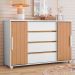 Cômoda Quarto Evidenza com 4 Gavetas e 2 Portas de Correr Branco/Freijo
