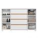 Cômoda Quarto Evidenza com 4 Gavetas e 2 Portas de Correr Branco/Freijo