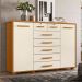 Cômoda Quarto Fontana com 7 Gavetas e 2 Portas Cinamomo/Off White