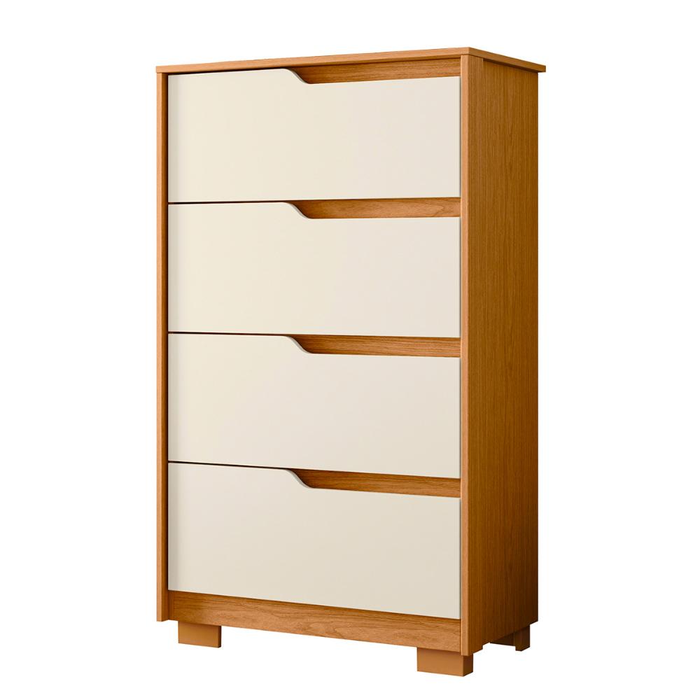 Cômoda Quarto Sole com 4 Gavetas e Pés  Cinamomo/Off White