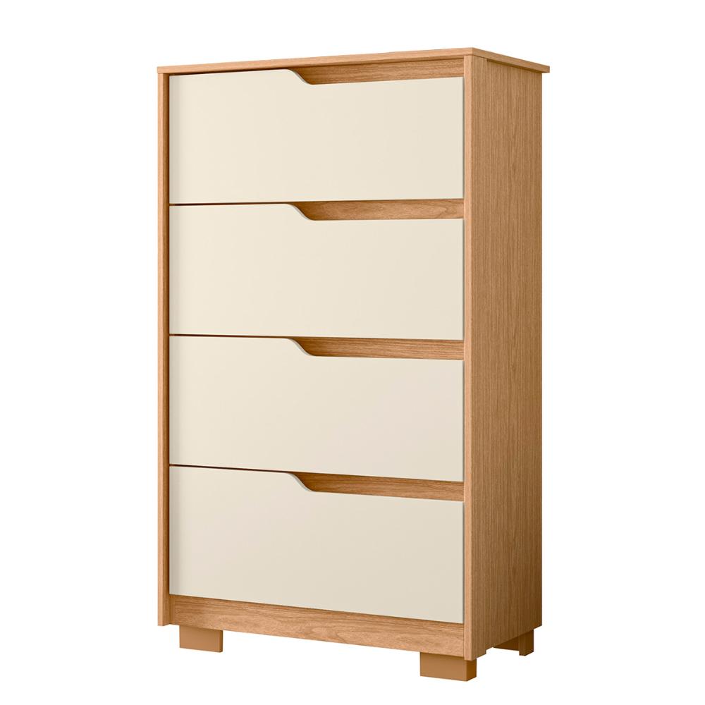 Cômoda Quarto Sole com 4 Gavetas e Pés  Freijo/Off White