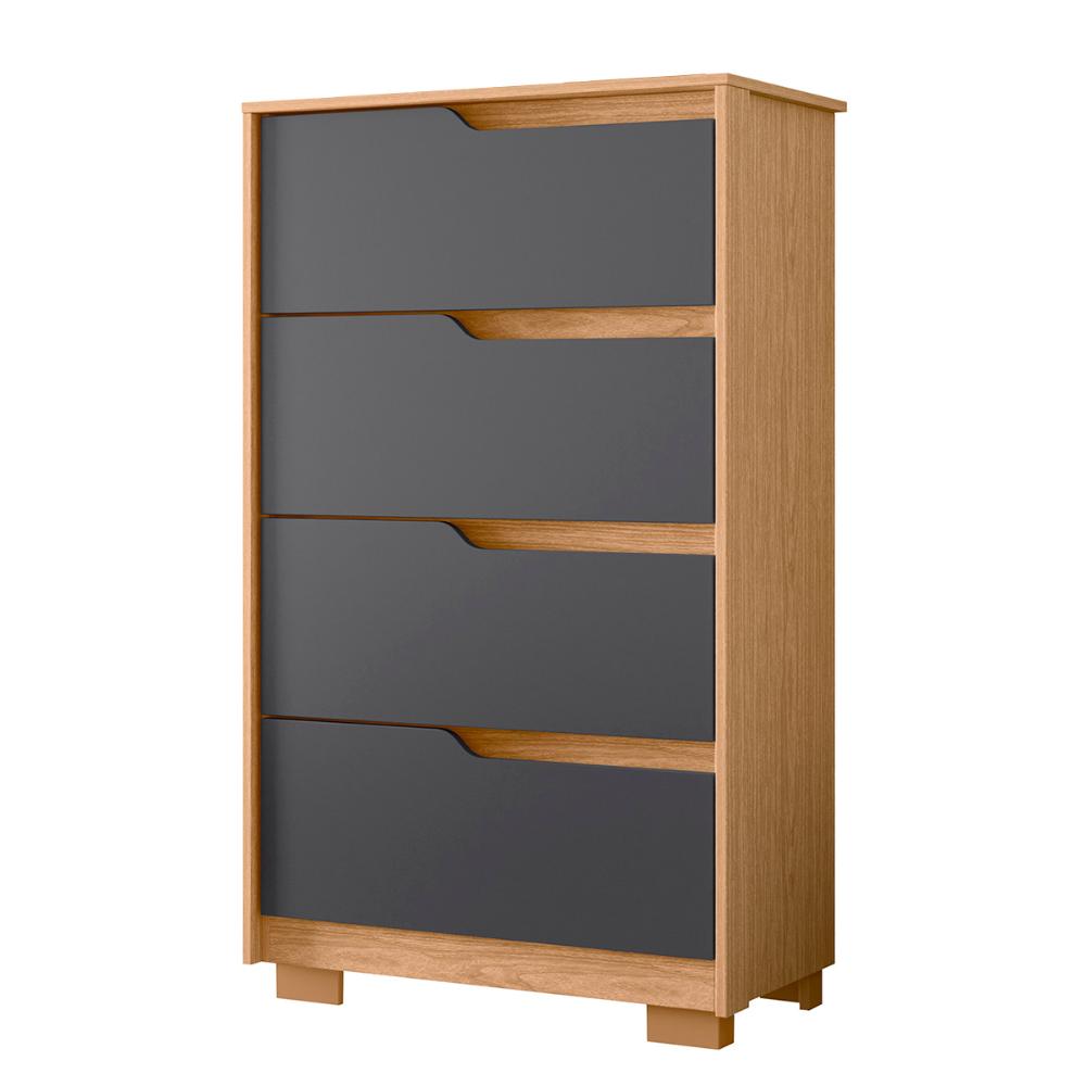 Cômoda Quarto Sole com 4 Gavetas e Pés  Freijo/Titanium
