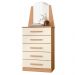 Cômoda Quarto Veneza com 5 Gavetas e Espelho Freijo/Off White
