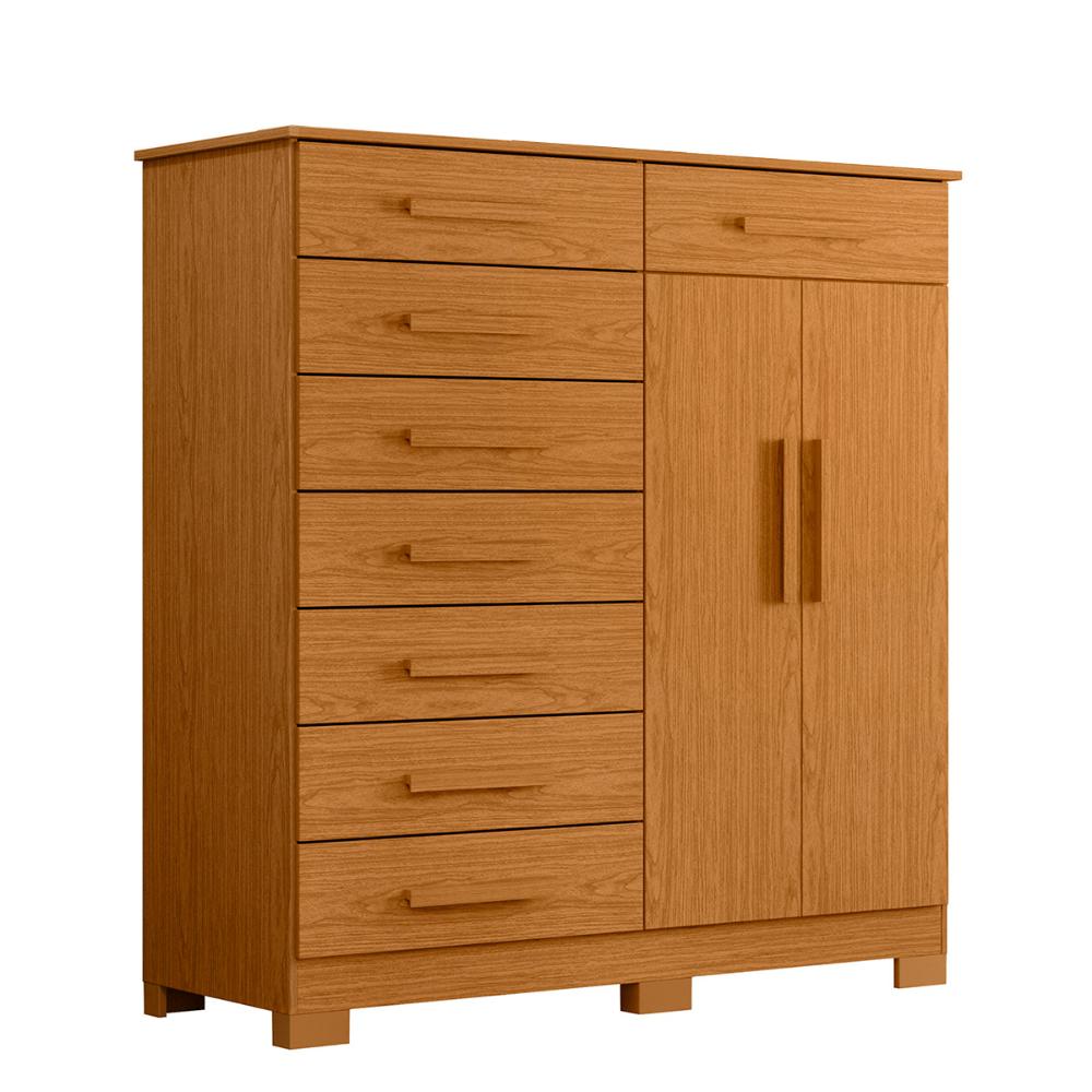 Cômoda Quarto Verona com 8 Gavetas e 2 Portas com Cabideiro Cinamomo