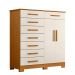 Cômoda Quarto Verona com 8 Gavetas e 2 Portas com Cabideiro Cinamomo/Off White