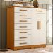 Cômoda Quarto Verona com 8 Gavetas e 2 Portas com Cabideiro Cinamomo/Off White