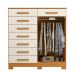 Cômoda Quarto Verona com 8 Gavetas e 2 Portas com Cabideiro Cinamomo/Off White