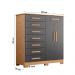 Cômoda Quarto Verona com 8 Gavetas e 2 Portas com Cabideiro Freijo/Titanium