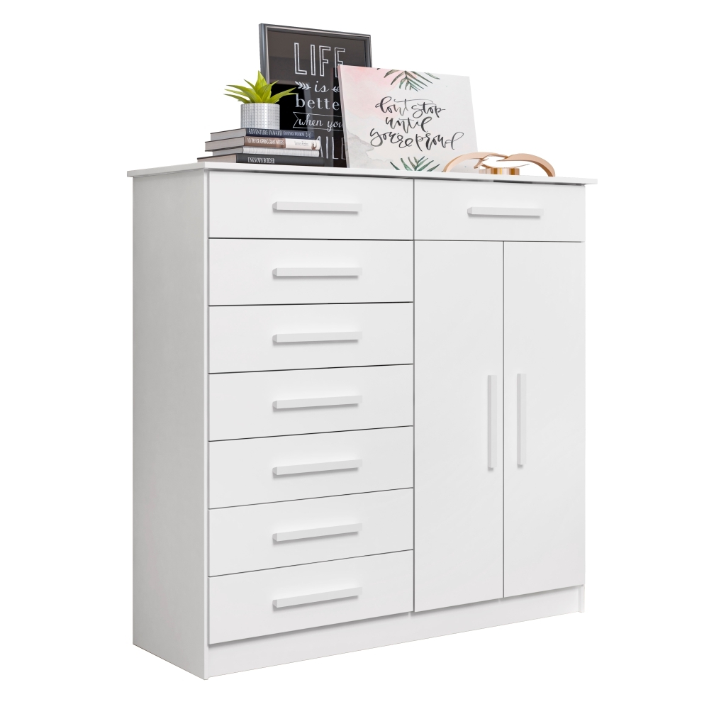 Cômoda Saavi Branco 8 Gavetas