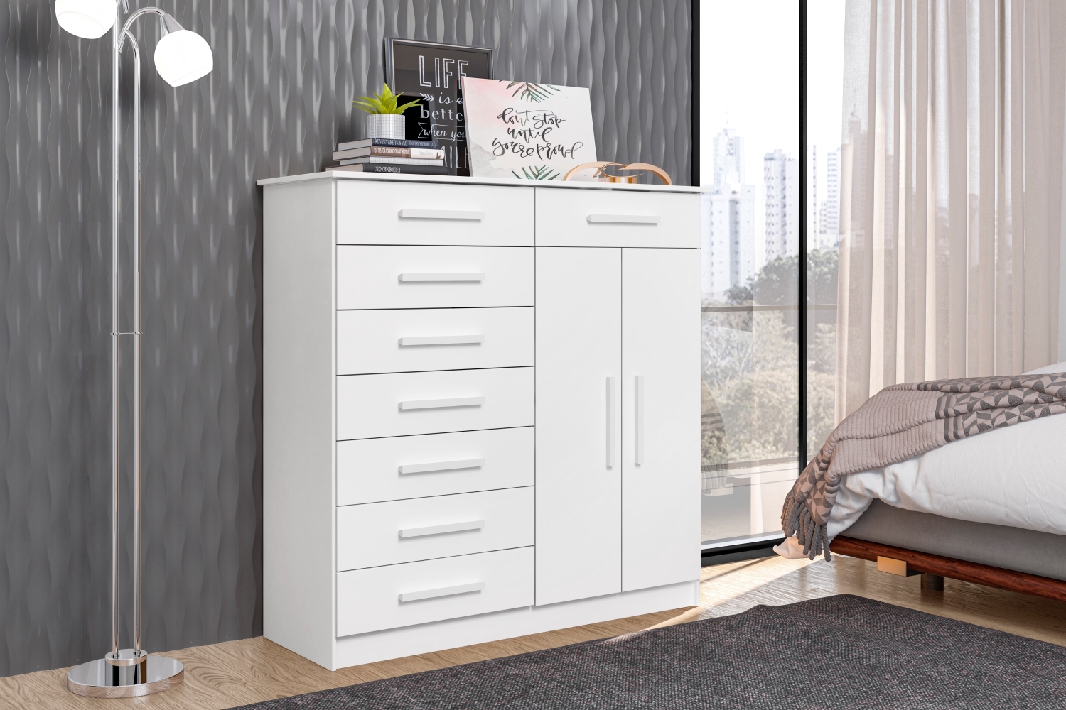 Cômoda Saavi Branco 8 Gavetas